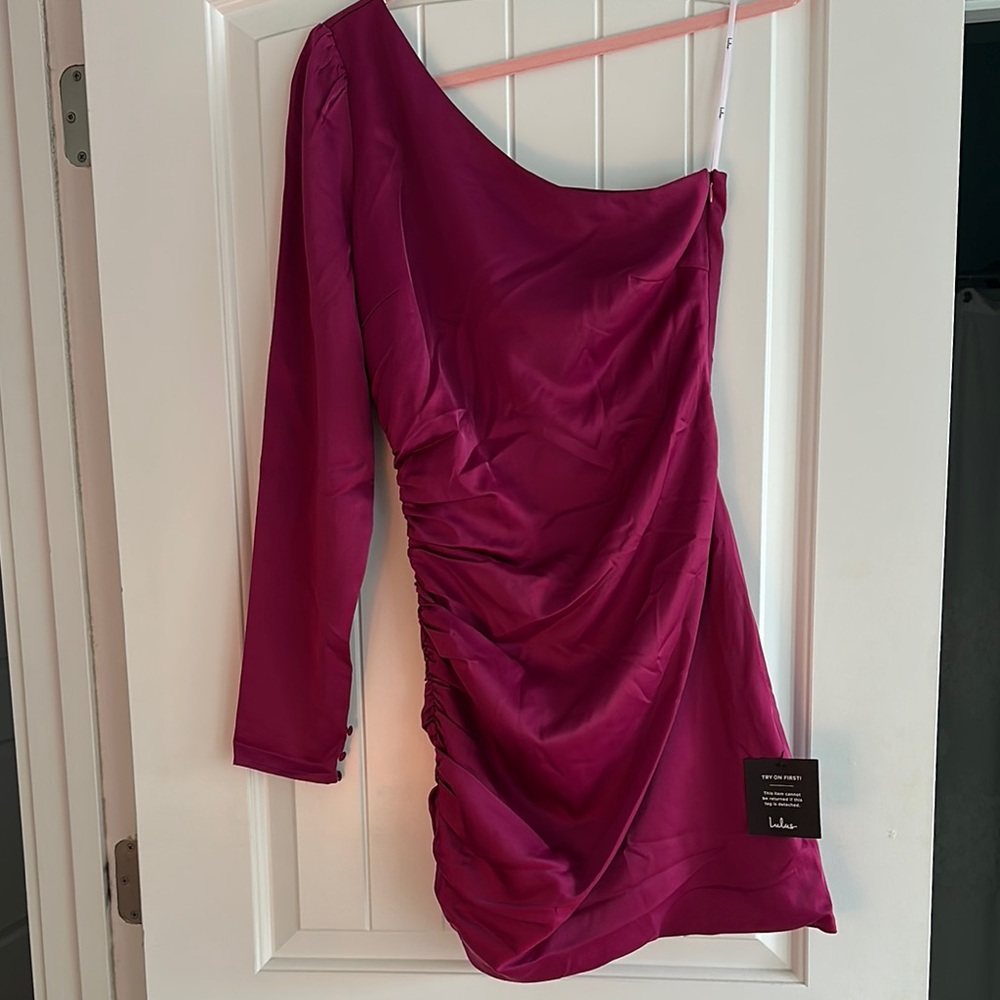 Lulu's Red Asymmetrical One-Shoulder Bodycon Dress